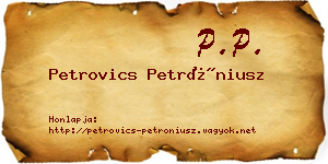 Petrovics Petróniusz névjegykártya
